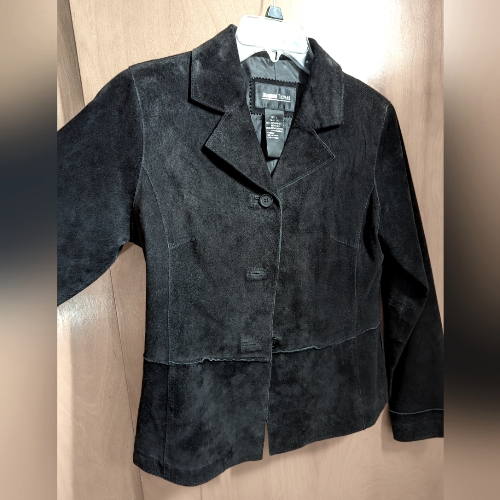 Black Suede Brandon Thomas Jacket, Sz S Genuine Leather